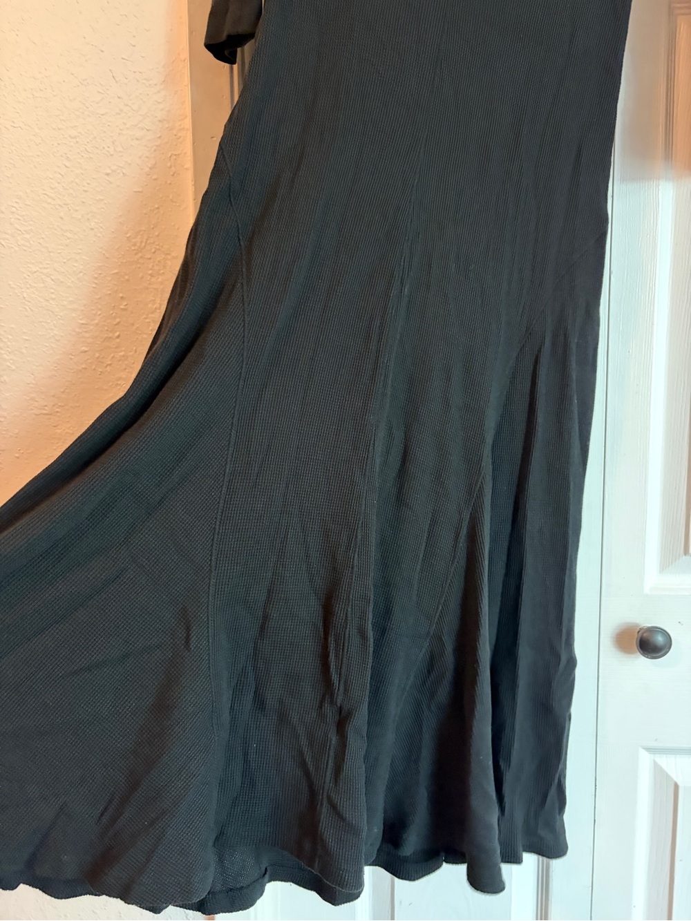 POLO RALPH LAUREN Waffle-Knit Midi Maxi Dress in Black 3/4 sleeves - Picture 11 of 12